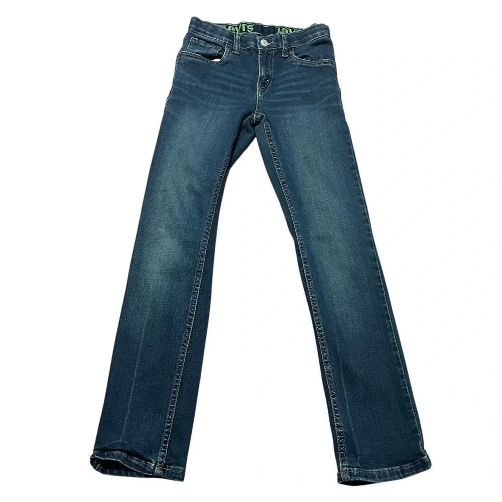 Levi's 511 Kids Classic Indigo Jeans Adjustable straps Straight Leg Size 14 Reg